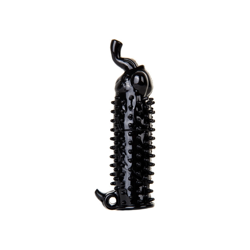 ELEGANTE EXTENSION PARA EL PENE CON MINI VIBRADOR COLOR NEGRO