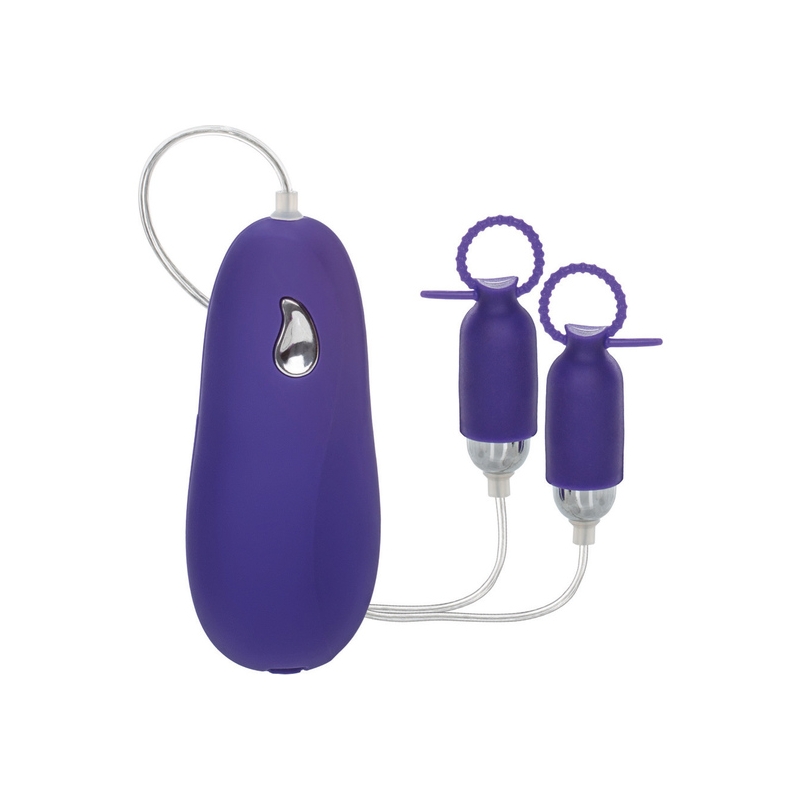 PINZAS PARA PEZONES CON VIBRADOR MORADO