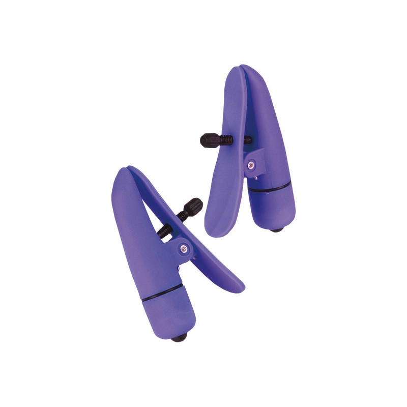 PINZAS PARA PEZONES CON VIBRADOR MORADO