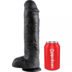 KING COCK PENE REALISTICO CON TESTICULOS 28 CM NEGRO