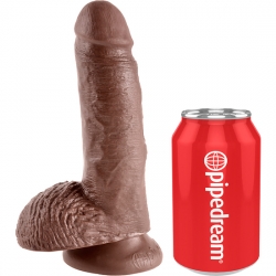 KING COCK PENE REALISTICO CON TESTICULOS 18 CM MARRON