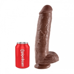 KING COCK PENE REALISTICO CON TESTICULOS 28 CM MARRON