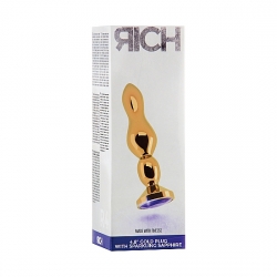 RICH TAPÓN ANAL ORO 12 CM CON ZAFIRO MORADO