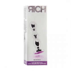 RICH TAPÓN ANAL PLATA 12 CM CON ZAFIRO MORADO