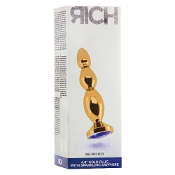 RICH R3 TAPÓN ANAL ORO 12 CM CON ZAFIRO MORADO