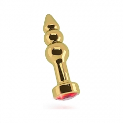 RICH TAPÓN ANAL ORO 10 CM CON ZAFIRO ROJO