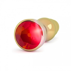 RICH TAPÓN ANAL ORO 10 CM CON ZAFIRO ROJO