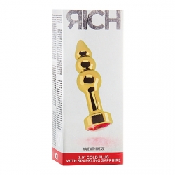 RICH TAPÓN ANAL ORO 10 CM CON ZAFIRO ROJO
