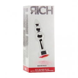 RICH R3 TAPÓN ANAL PLATA 10 CM CON ZAFIRO ROJO