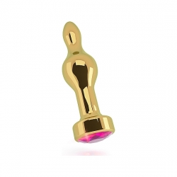 RICH TAPÓN ANAL ORO 8,9 CM CON ZAFIRO ROSADO