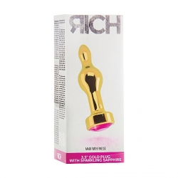 RICH TAPÓN ANAL ORO 8,9 CM CON ZAFIRO ROSADO