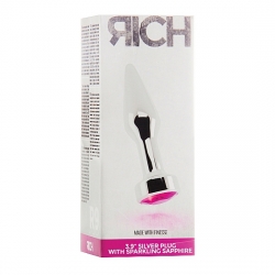 RICH TAPÓN ANAL PLATA 10 CM CON ZAFIRO ROSA