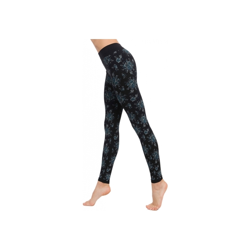 LEGGINS RISE CON ESTAMPADO FLORES NEGRO