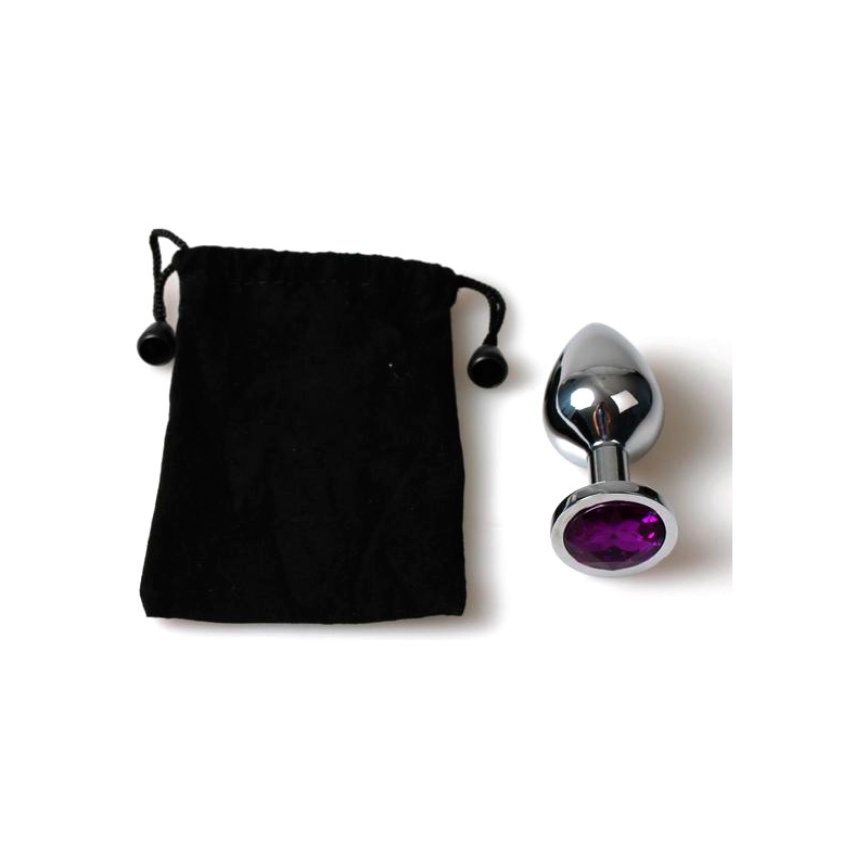 PLUG ANAL METAL PEQUEÑO MORADO CON BOLSA