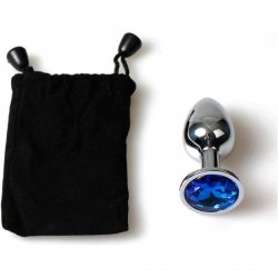 PLUG ANAL METAL PEQUEÑO AZUL CON BOLSA