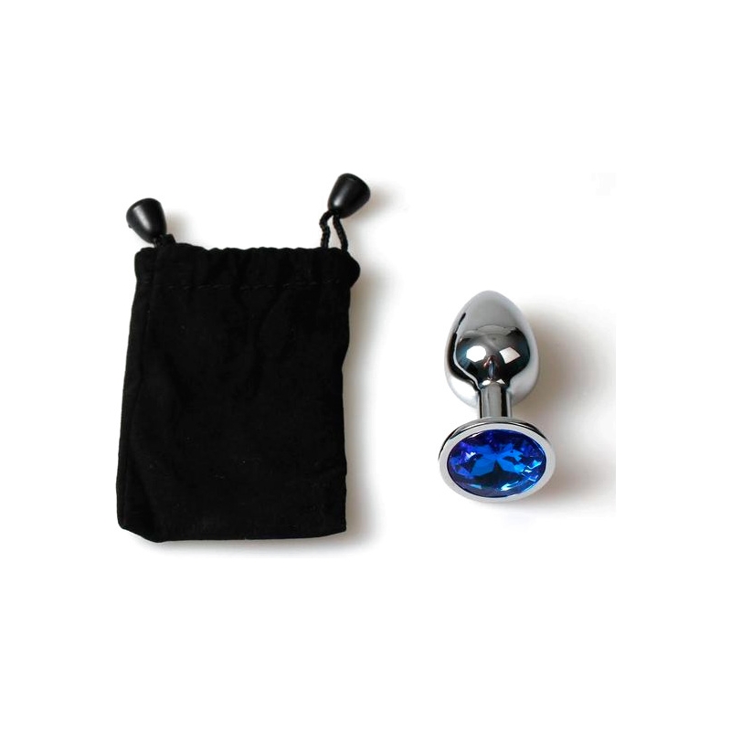 PLUG ANAL METAL PEQUEÑO AZUL CON BOLSA