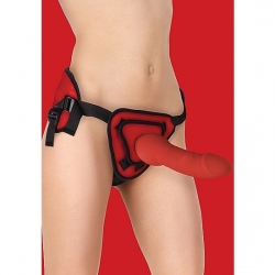 ARNÉS DELUXE CON PENE SILICONA 25,5 CM - ROJO