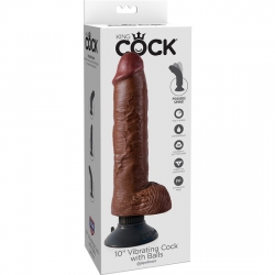 KING COCK PENE REALÍSTICO VIBRADOR 25.5 CM MARRÓN