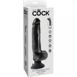 KING COCK PENE REALÍSTICO VIBRADOR CON TESTÍCULOS 23 CM NEGRO