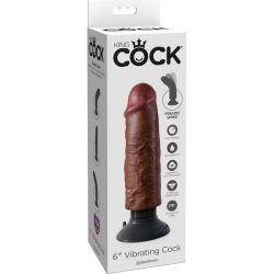 KING COCK PENE REALÍSTICO VIBRADOR 15 CM MARRÓN