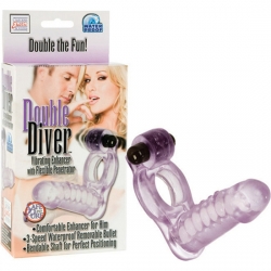 DOUBLE DIVER ANILLO VIBRADOR CON FUNDA MORADO