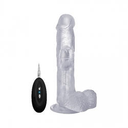 REALROCK PENE VIBRADOR CON ESCROTO 17 CM - TRANSPARENTE