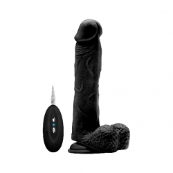 REALROCK PENE VIBRADOR CON ESCROTO 23,5 CM - NEGRO