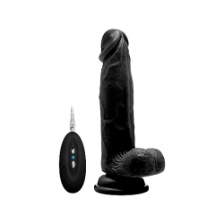 REALROCK PENE VIBRADOR CON ESCROTO 20 CM - NEGRO