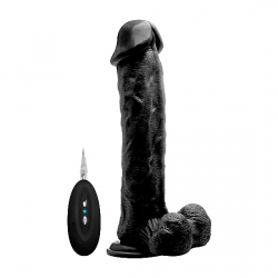 REALROCK PENE VIBRADOR CON ESCROTO 29,5 CM - NEGRO