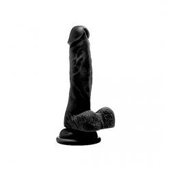 REALROCK PENE REALÍSTICO CON ESCROTO 18 CM - NEGRO