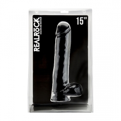 REALROCK PENE REALÍSTICO CON ESCROTO 35 CM - NEGRO