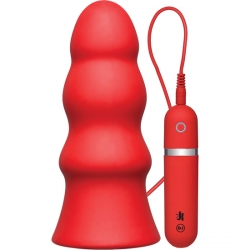 PLUG VIBRADOR DE SILICONA 19 CM ROJO