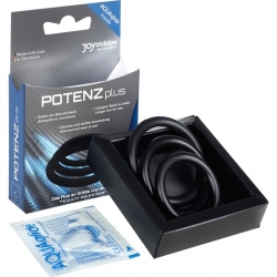 POTENZPLUS KIT DE 3 ANILLOS PARA EL PENE (S, M, L) - NEGRO