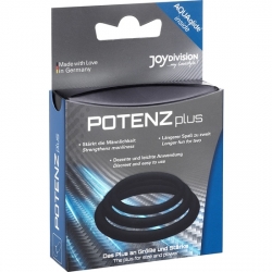 POTENZPLUS KIT DE 3 ANILLOS PARA EL PENE (S, M, L) - NEGRO