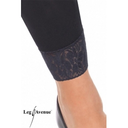 LEG AVENUE PANTYS OPACOS SIN PIE NEGRO CON ACABADO DE ENCAJE