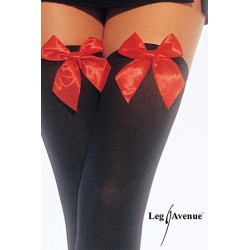 LEG AVENUE MEDIAS OPACAS NEGRO CON LAZO ROJO