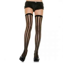 LEG AVENUE MEDIAS CON RAYAS VERTICALES OPACAS NEGRAS