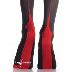 LEG AVENUE MEDIAS NEGRAS OPACAS CON TACON CUBANO Y COSTURA TRASERA ROJA