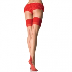 LEG AVENUE MEDIAS CON TACON CUBANO Y COSTURA TRASERA ROJA