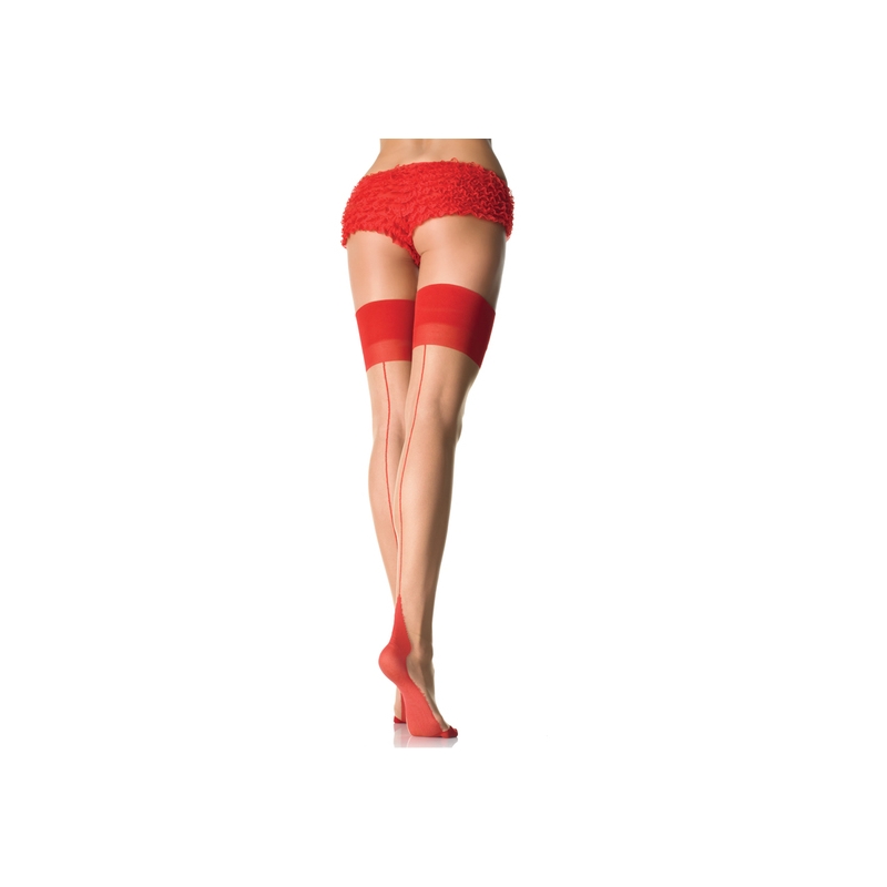 LEG AVENUE MEDIAS CON TACON CUBANO Y COSTURA TRASERA ROJA