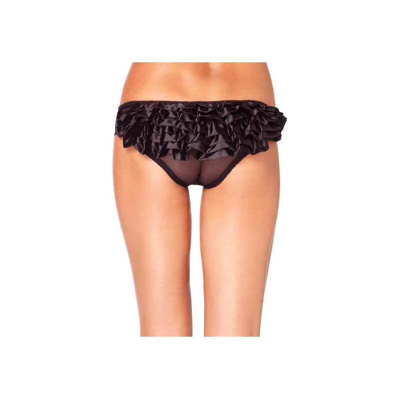 LEG AVENUE BRAGUITA TRANSPARENTE CON VOLANTES NEGRA