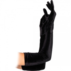 LEG AVENUE GUANTES EXTRA LARGOS NEGROS ATERCIOPELADOS