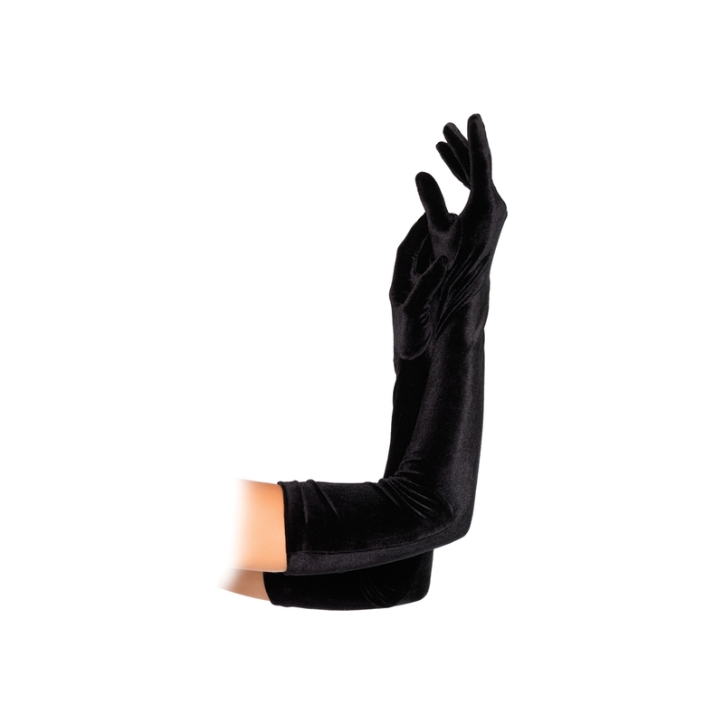 LEG AVENUE GUANTES EXTRA LARGOS NEGROS ATERCIOPELADOS