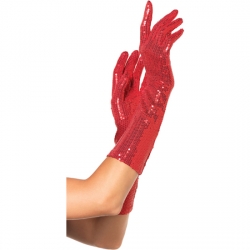 LEG AVENUE GUANTES DE LENTEJUELAS DE COLOR ROJO