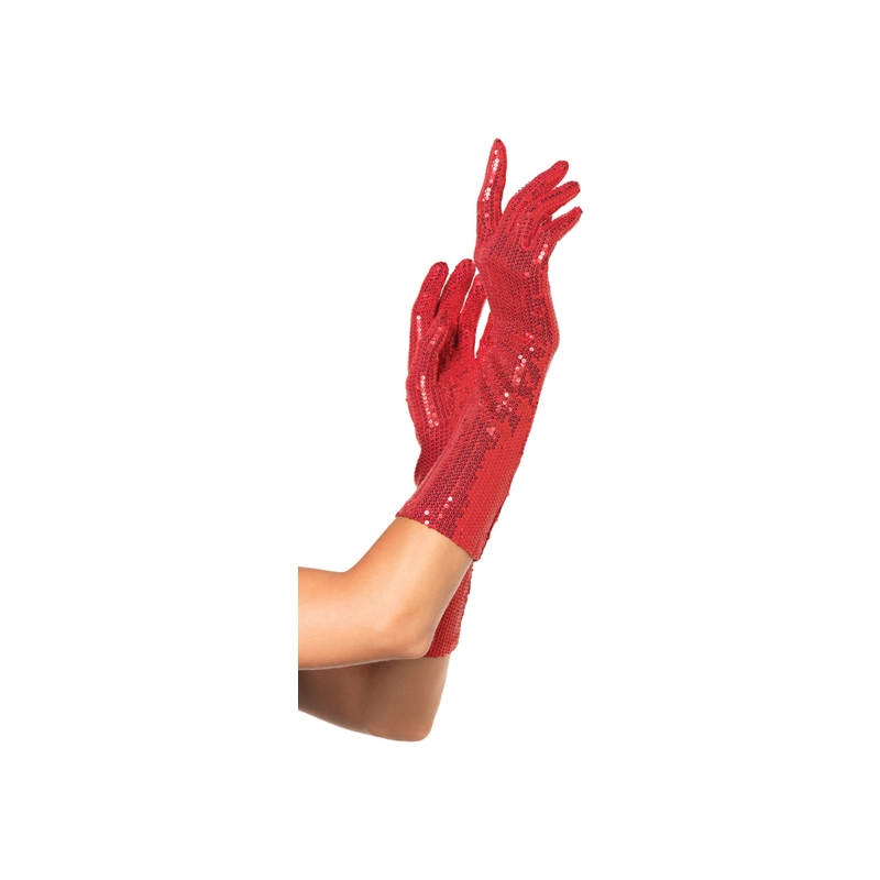 LEG AVENUE GUANTES DE LENTEJUELAS DE COLOR ROJO