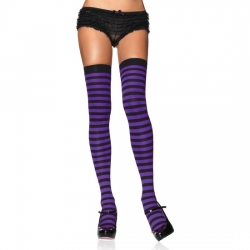 LEG AVENUE MEDIAS OPACAS A RAYAS NEGRO-LILA