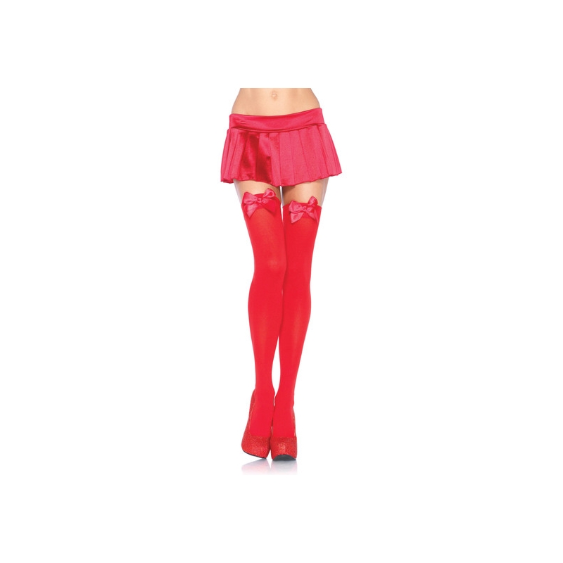 LEG AVENUE MEDIAS OPACAS ROJAS CON LAZO