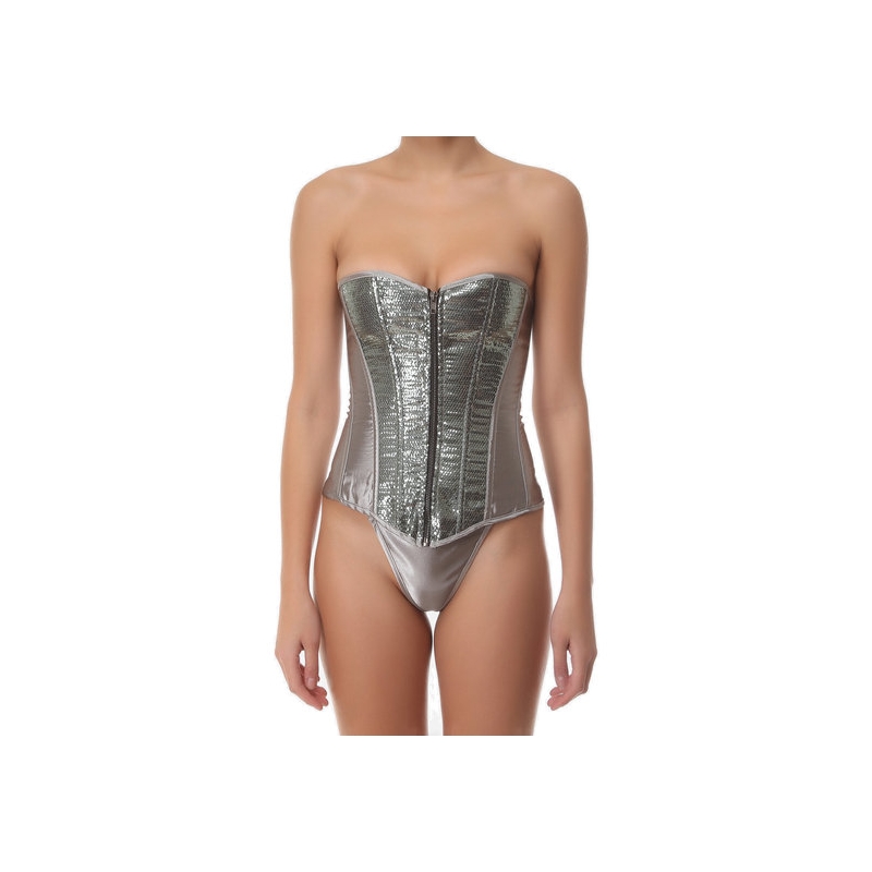 INTIMAX SILVER CORSET PLATEADO CON LENTEJUELAS