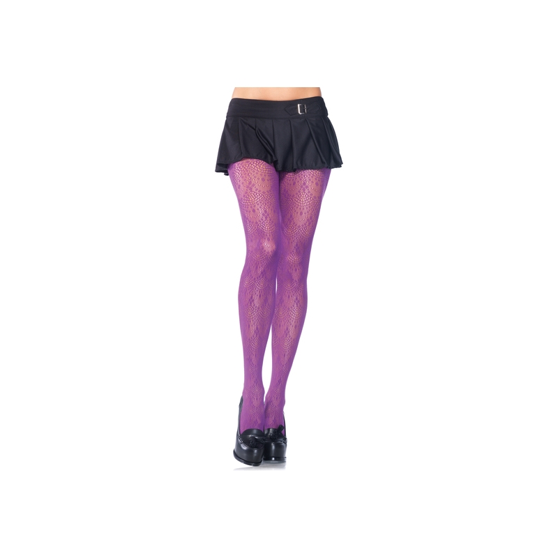 LEG AVENUE PANTYS TAMAÑO GRANDE CON ADORNO DE ENCAJE MORADO