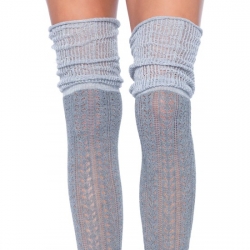 LEG AVENUE CALCETINES PUNTILLA FRUNCIDOS GRIS